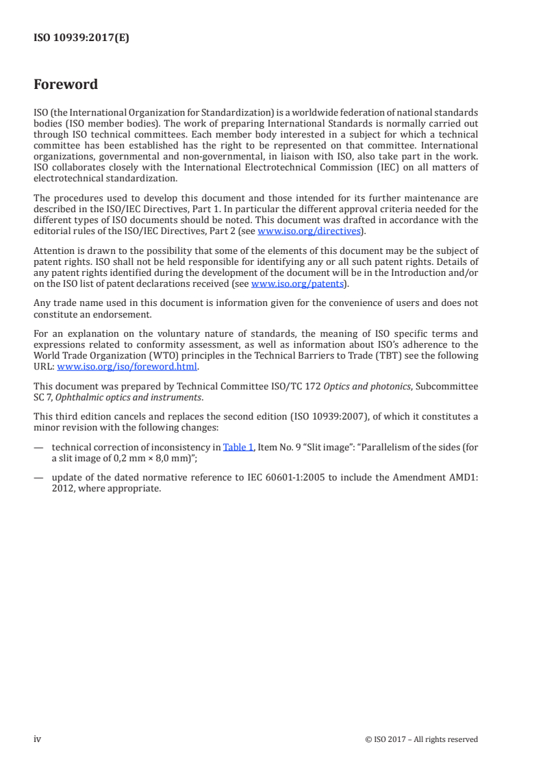 ISO 10939:2017 ISO 10939:2017 - Ophthalmic instruments — Slit-lamp microscopes/10/2017 - Page 4 preview