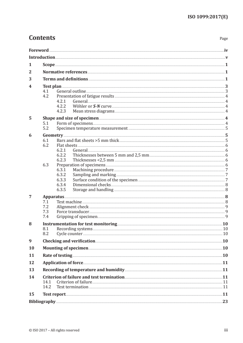 ISO 1099:2017 ISO 1099:2017 - Metallic materials — Fatigue testing — Axial force-controlled method/1/2017 - Page 3 preview