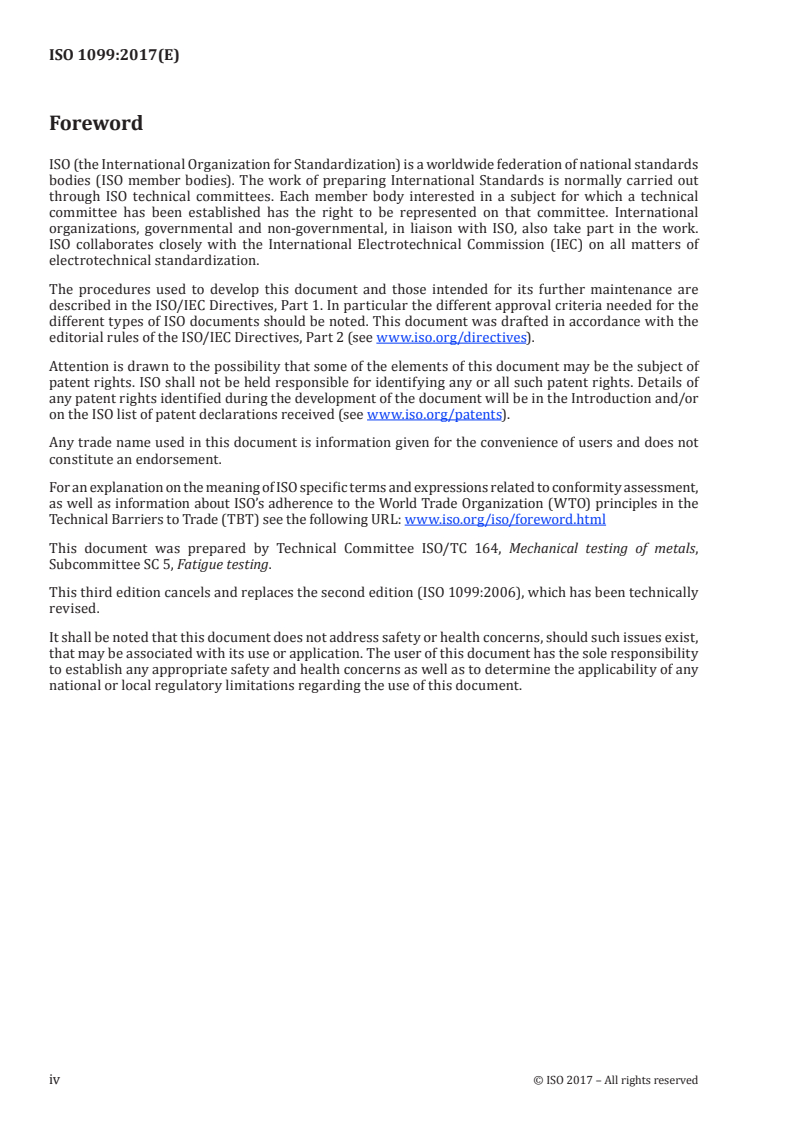 ISO 1099:2017 ISO 1099:2017 - Metallic materials — Fatigue testing — Axial force-controlled method/1/2017 - Page 4 preview