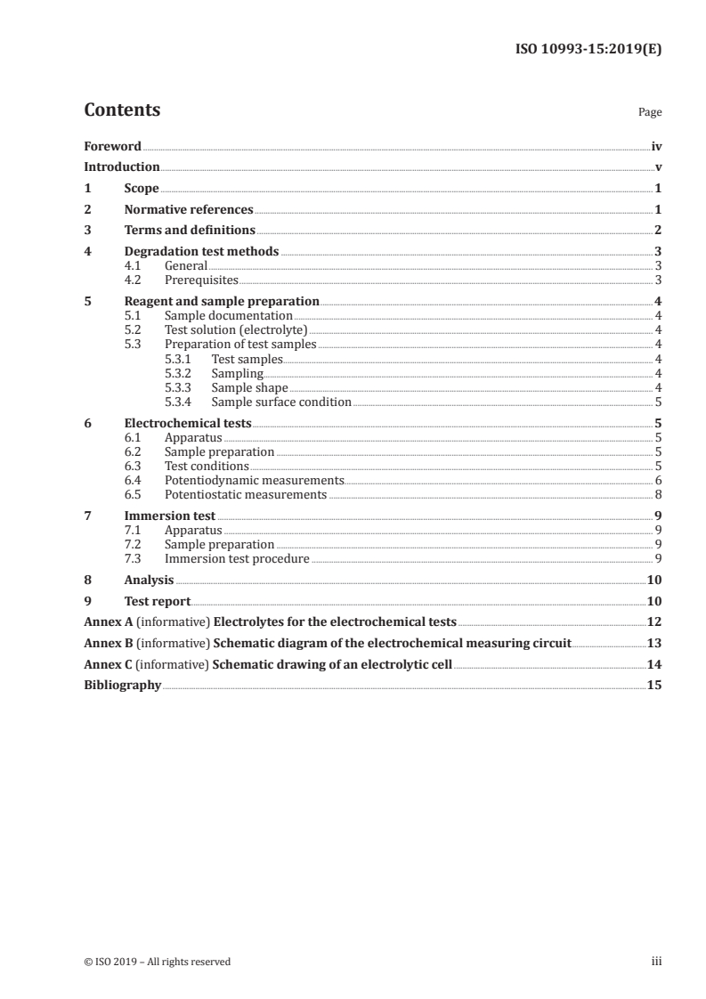 ISO 10993-15:2019 ISO 10993-15:2019 - Biological evaluation of medical devices — Part 15: Identification and quantification of degradation products from metals and alloys/26/2019 - Page 3 preview