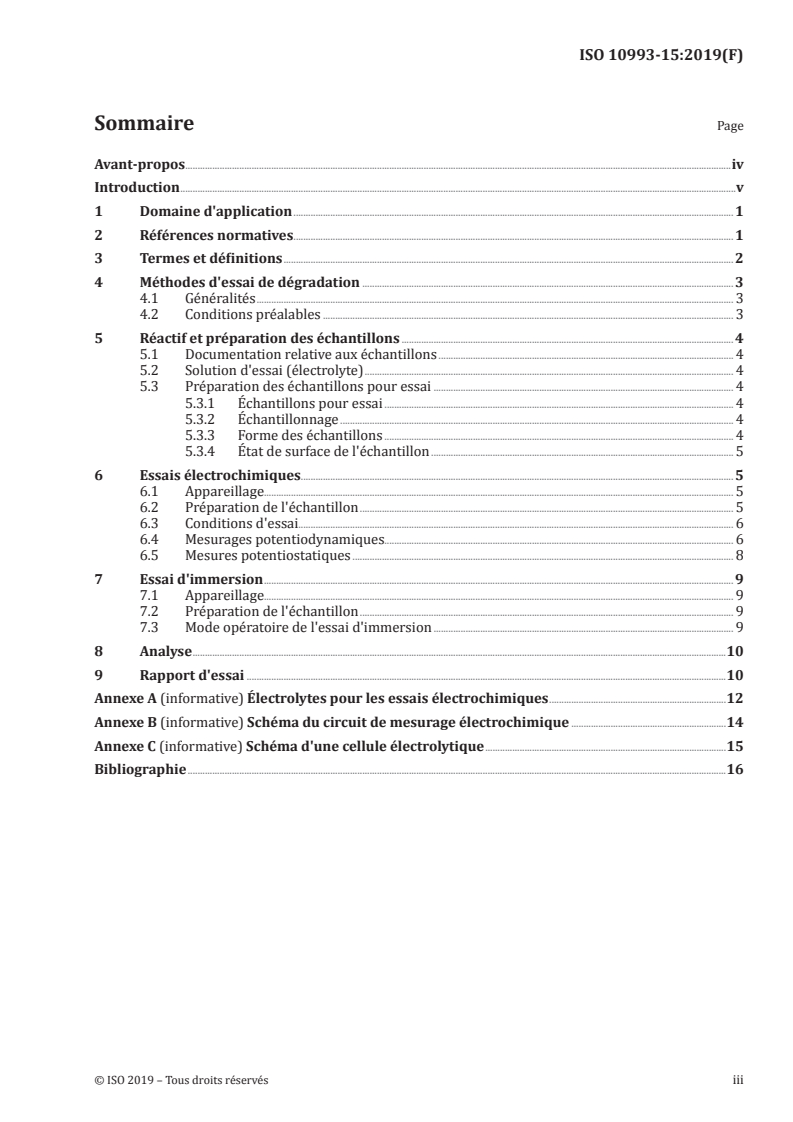 ISO 10993-15:2019 ISO 10993-15:2019 - Évaluation biologique des dispositifs médicaux — Partie 15: Identification et quantification des produits de dégradation issus des métaux et alliages/26/2019 - Page 3 preview