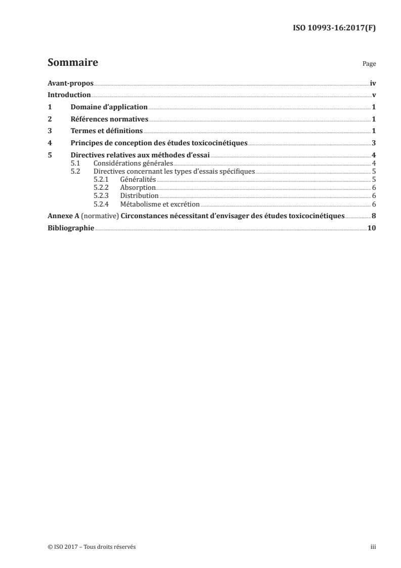 ISO 10993-16:2017 ISO 10993-16:2017 - Évaluation biologique des dispositifs médicaux — Partie 16: Conception des études toxicocinétiques des produits de dégradation et des substances relargables/16/2017 - Page 3 preview