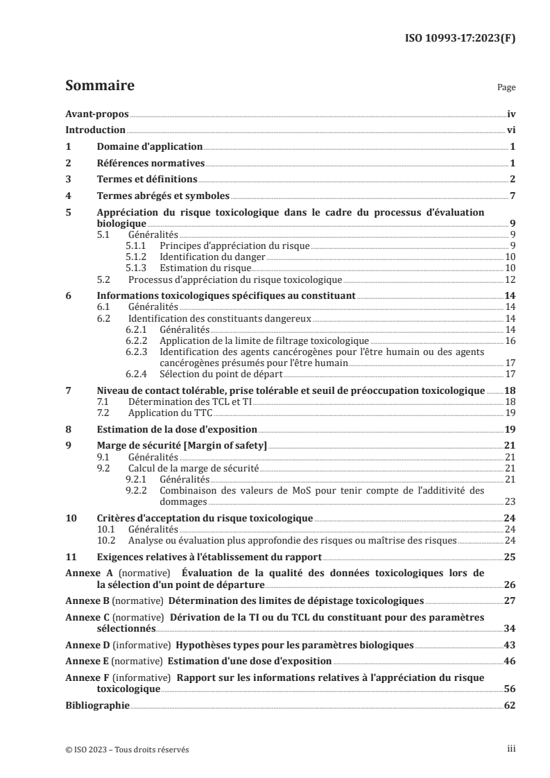 ISO 10993-17:2023 ISO 10993-17:2023 - Évaluation biologique des dispositifs médicaux — Partie 17: Appréciation du risque toxicologique des constituants des dispositifs médicaux/16/2023 - Page 3 preview