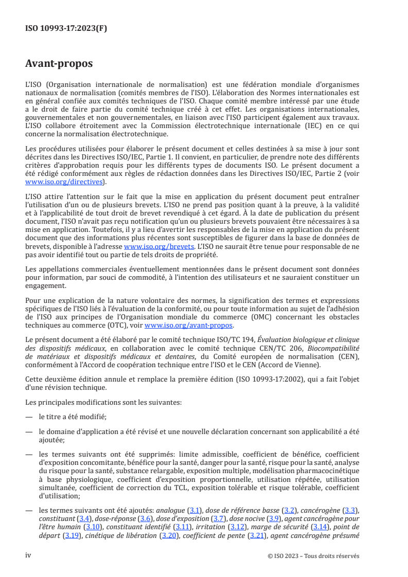 ISO 10993-17:2023 ISO 10993-17:2023 - Évaluation biologique des dispositifs médicaux — Partie 17: Appréciation du risque toxicologique des constituants des dispositifs médicaux/16/2023 - Page 4 preview