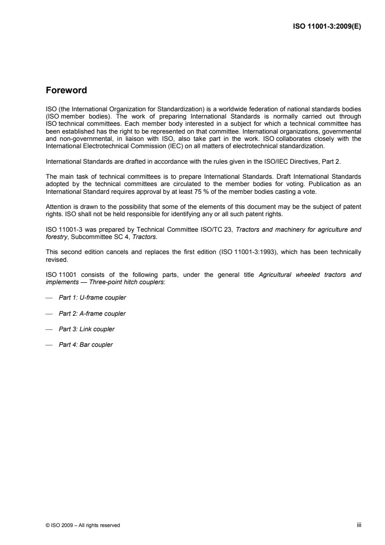 ISO 11001-3:2009 ISO 11001-3:2009 - Agricultural wheeled tractors and implements — Three-point hitch couplers — Part 3: Link coupler/28/2009 - Page 3 preview