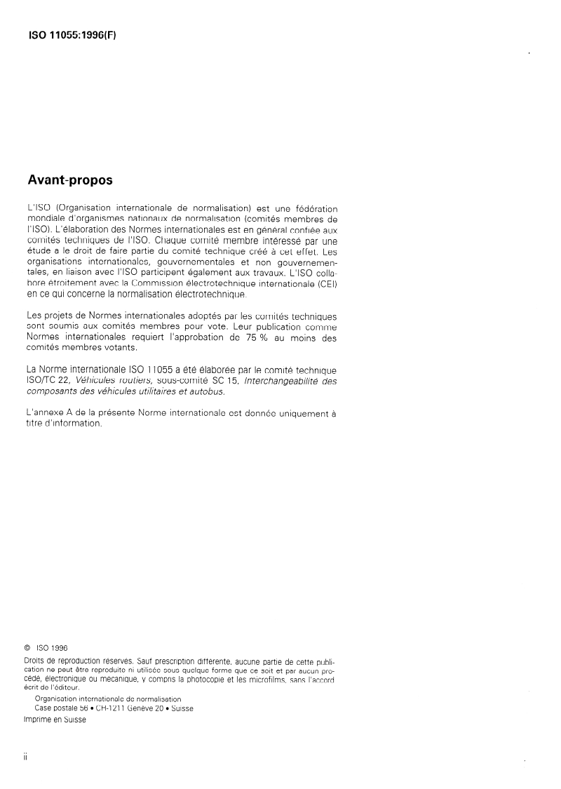 ISO 11055:1996 ISO 11055:1996 - Volant moteur pour moteur alternatif à combustion interne — Dimensions d'installation des embrayages/19/1996 - Page 2 preview