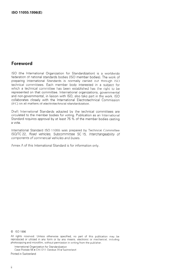ISO 11055:1996 ISO 11055:1996 - Flywheels for reciprocating internal combustion engines — Installation dimensions for clutches/19/1996 - Page 2 preview