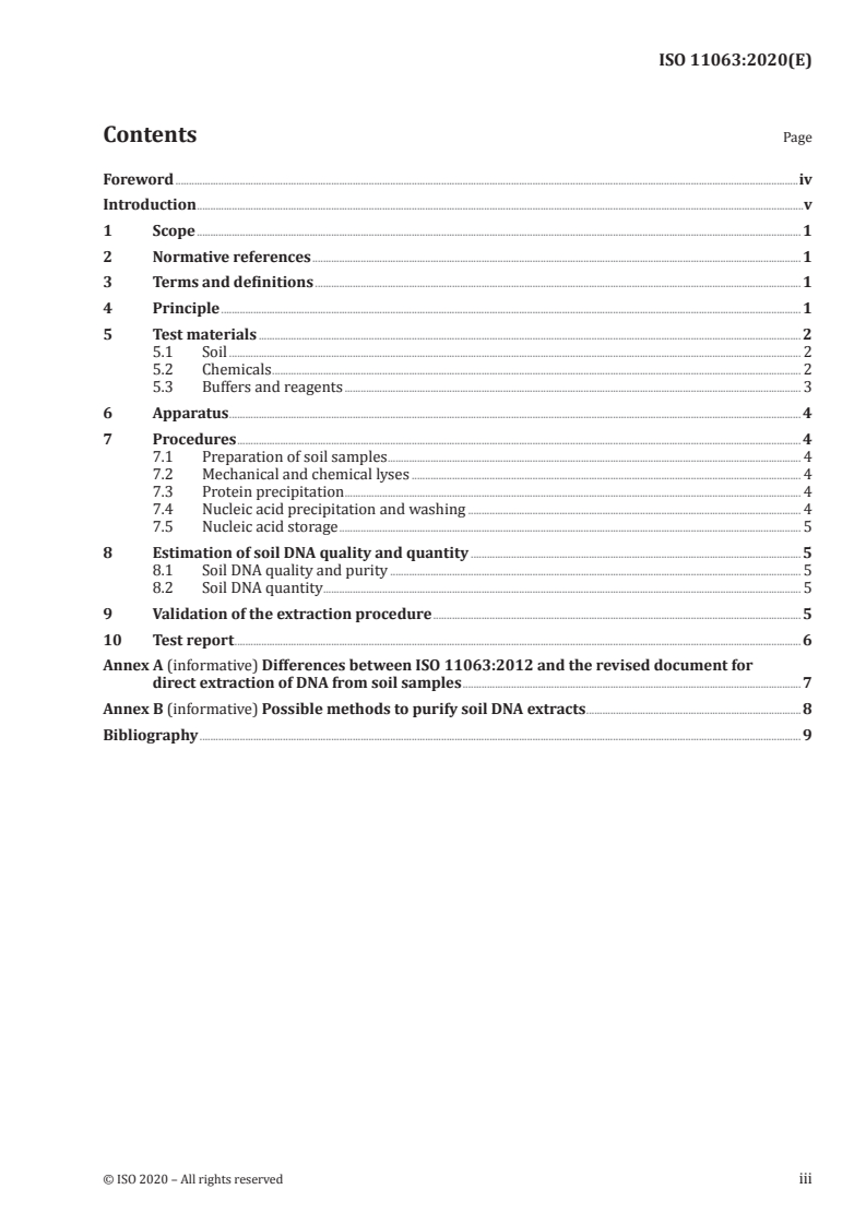 ISO 11063:2020 ISO 11063:2020 - Soil quality — Direct extraction of soil DNA/29/2020 - Page 3 preview