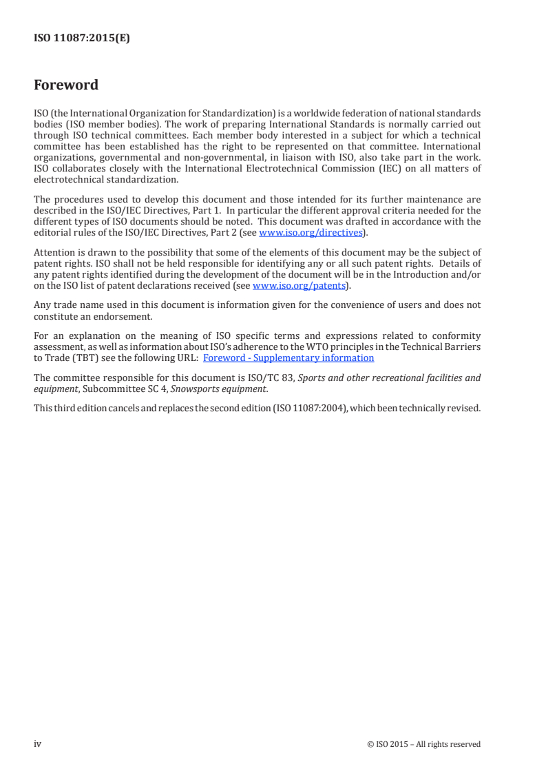 ISO 11087:2015 ISO 11087:2015 - Alpine ski-bindings — Retention devices — Requirements and test methods/29/2015 - Page 4 preview