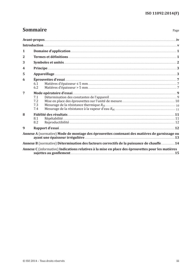 ISO 11092:2014 ISO 11092:2014 - Textiles — Effets physiologiques — Mesurage de la résistance thermique et de la résistance à la vapeur d'eau en régime stationnaire (essai de la plaque chaude gardée transpirante)/20/2014 - Page 3 preview