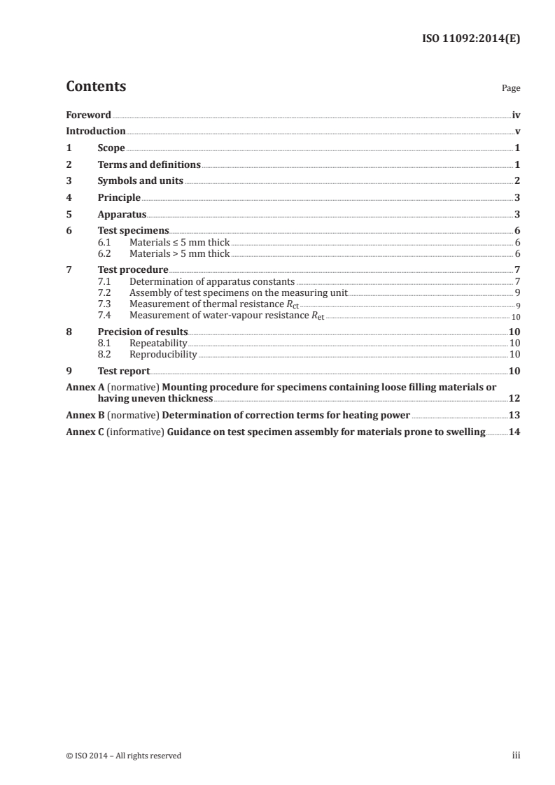 ISO 11092:2014 ISO 11092:2014 - Textiles — Physiological effects — Measurement of thermal and water-vapour resistance under steady-state conditions (sweating guarded-hotplate test)/20/2014 - Page 3 preview