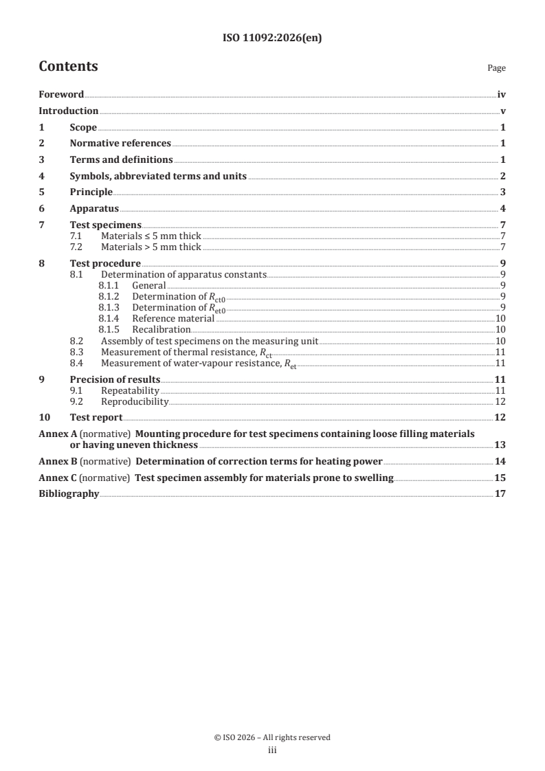 ISO 11092:2026 ISO 11092:2026 - Textiles — Physiological effects — Measurement of thermal and water-vapour resistance under steady-state conditions (sweating guarded-hotplate test) - Page 3 preview