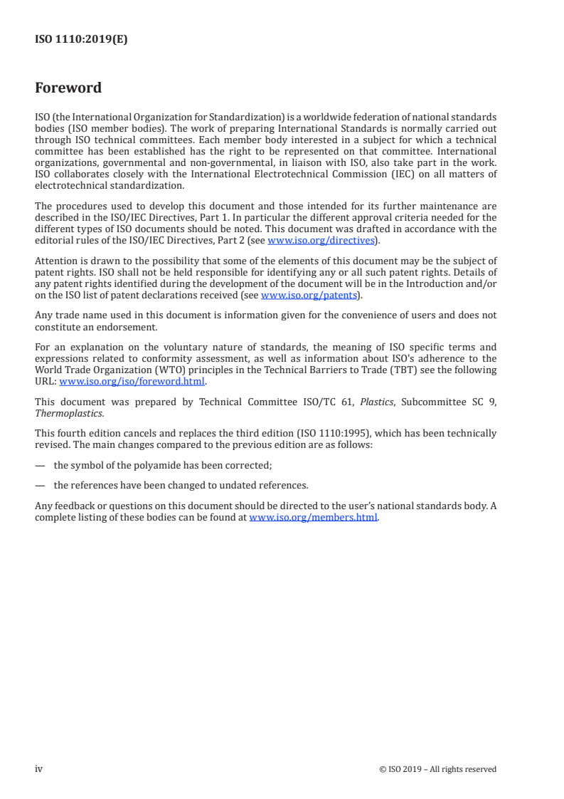SIST ISO 1110:2023 ISO 1110:2019 - Plastics — Polyamides — Accelerated conditioning of test specimens/16/2019 - Page 4 preview