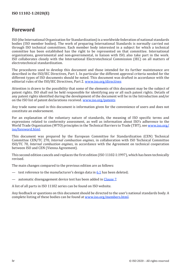 ISO 11102-1:2020 ISO 11102-1:2020 - Reciprocating internal combustion engines — Handle starting equipment — Part 1: Safety requirements and tests/26/2020 - Page 4 preview