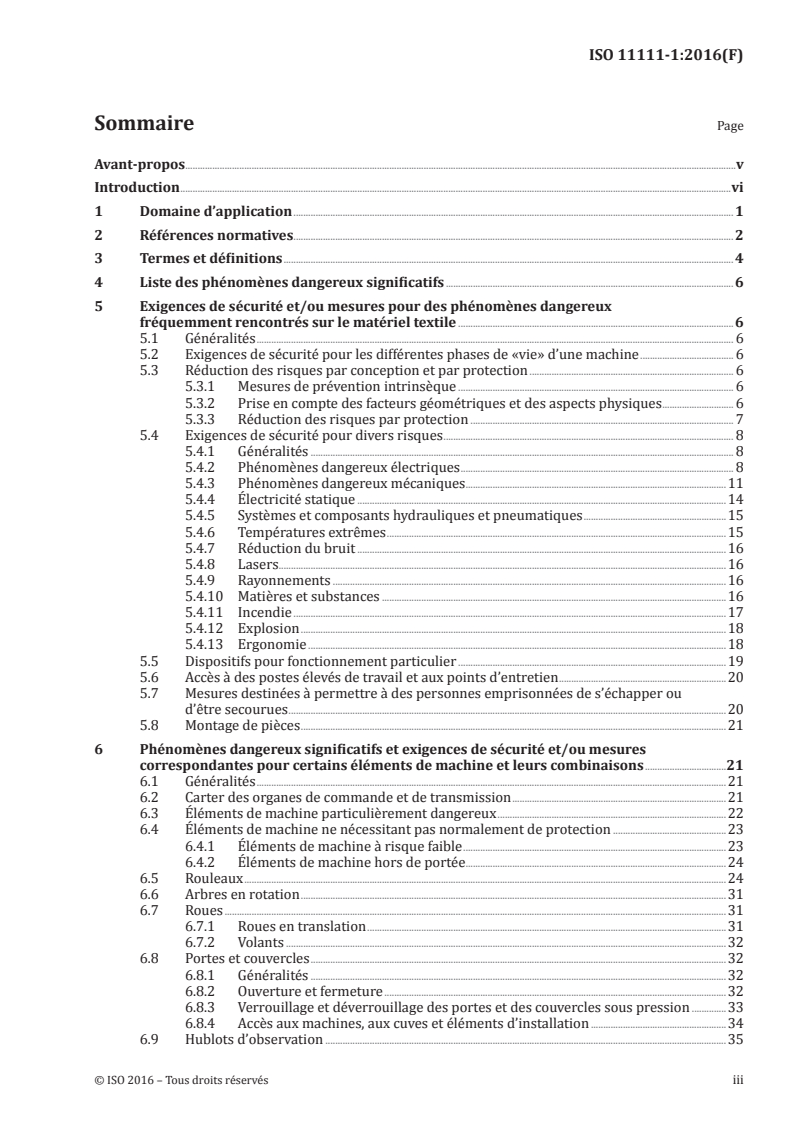ISO 11111-1:2016 ISO 11111-1:2016 - Matériel pour l'industrie textile — Exigences de sécurité — Partie 1: Exigences communes/19/2016 - Page 3 preview