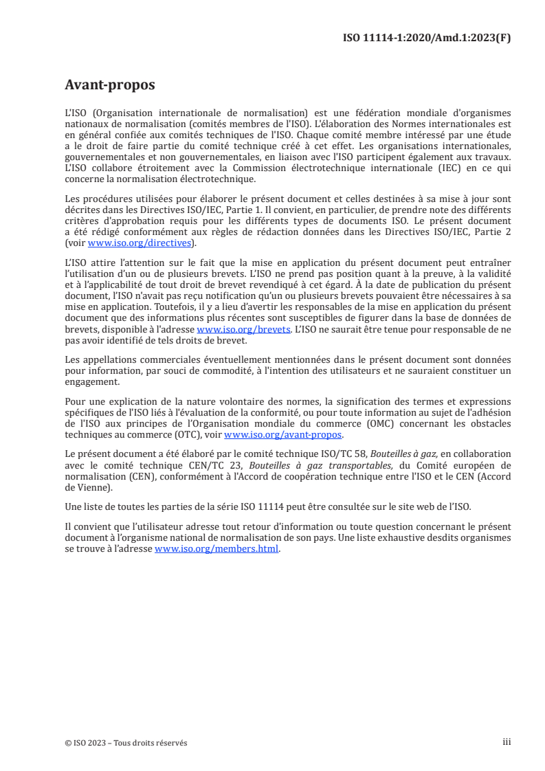 ISO 11114-1:2020/Amd 1:2023 ISO 11114-1:2020/Amd 1:2023 - Bouteilles à gaz — Compatibilité des matériaux des bouteilles et des robinets avec les contenus gazeux — Partie 1: Matériaux métalliques — Amendement 1/12/2023 - Page 3 preview
