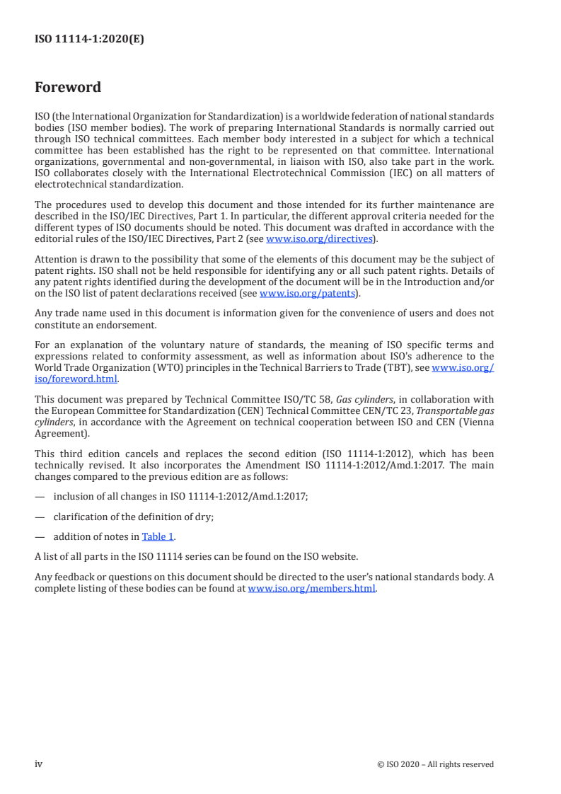 ISO 11114-1:2020 ISO 11114-1:2020 - Gas cylinders — Compatibility of cylinder and valve materials with gas contents — Part 1: Metallic materials/27/2020 - Page 4 preview