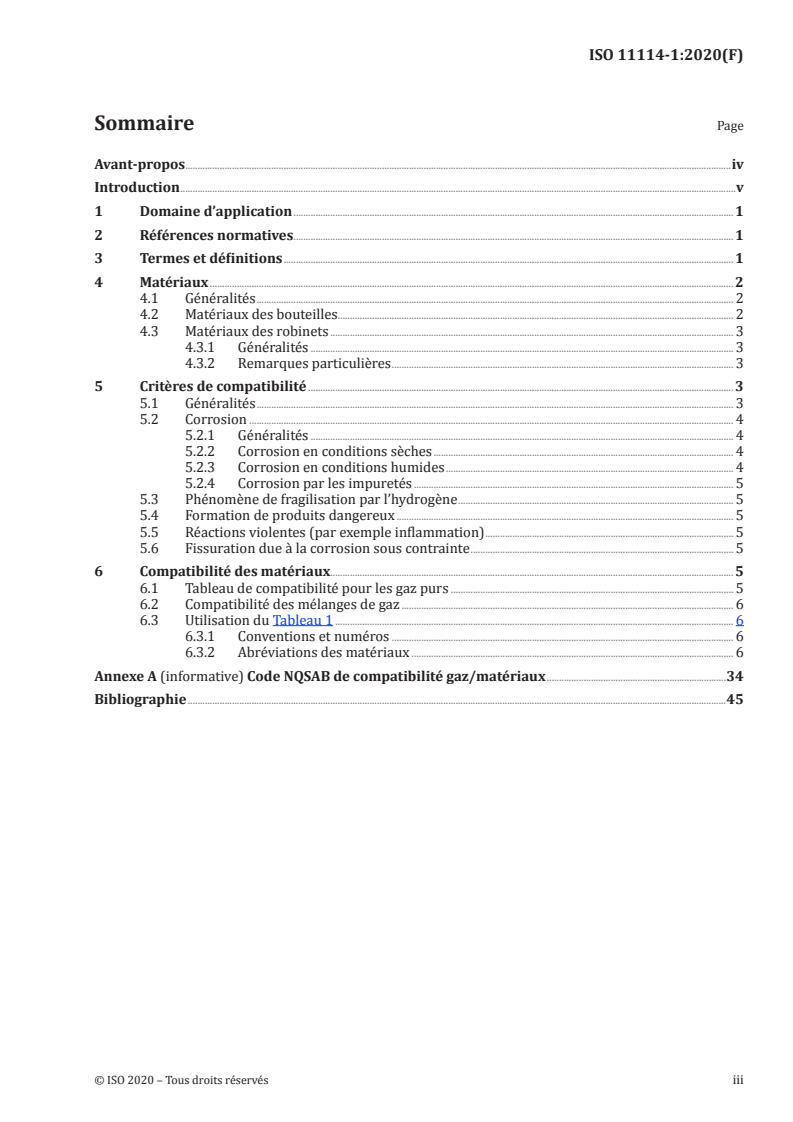 ISO 11114-1:2020 ISO 11114-1:2020 - Bouteilles à gaz — Compatibilité des matériaux des bouteilles et des robinets avec les contenus gazeux — Partie 1: Matériaux métalliques/27/2020 - Page 3 preview