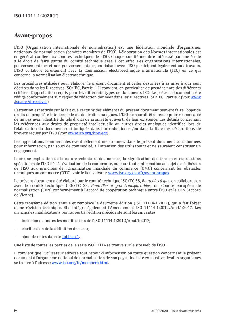 ISO 11114-1:2020 ISO 11114-1:2020 - Bouteilles à gaz — Compatibilité des matériaux des bouteilles et des robinets avec les contenus gazeux — Partie 1: Matériaux métalliques/27/2020 - Page 4 preview
