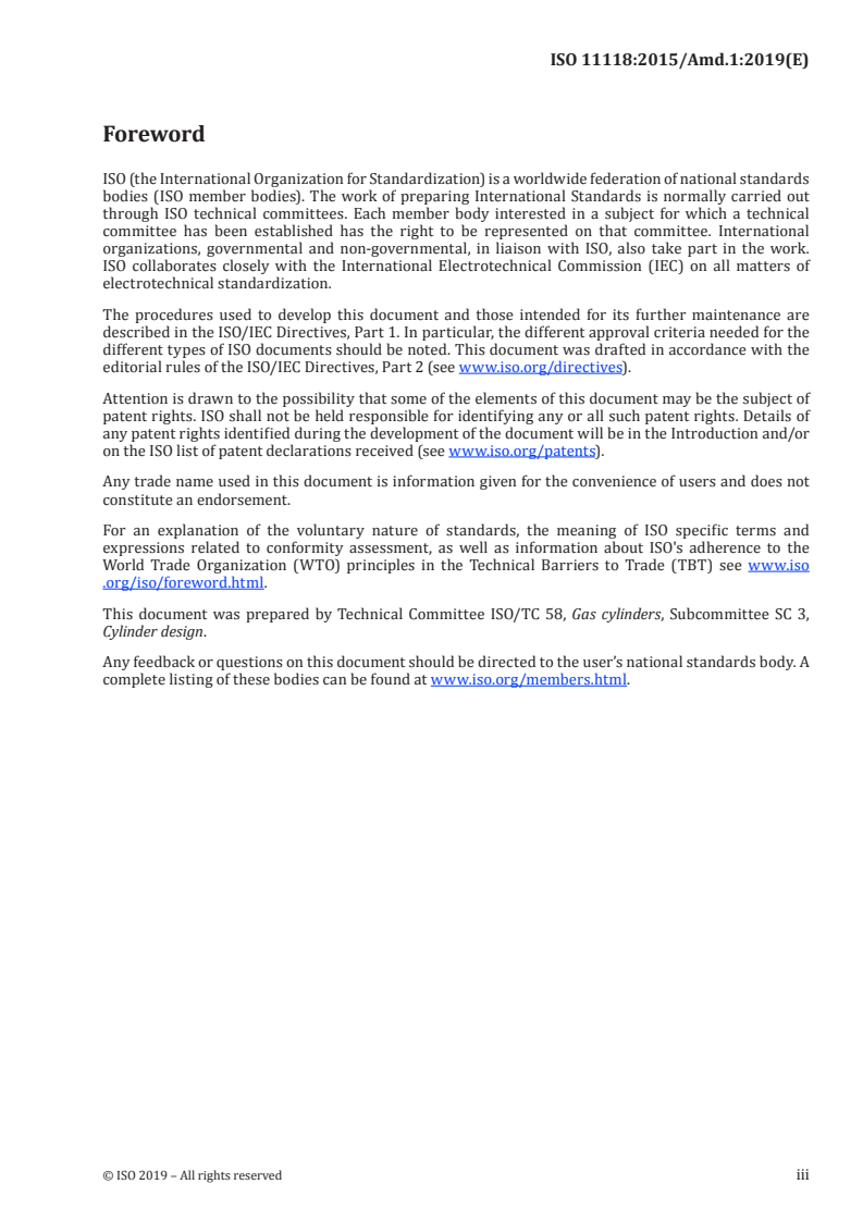 ISO 11118:2015/Amd 1:2019 ISO 11118:2015/Amd 1:2019 - Gas cylinders — Non-refillable metallic gas cylinders — Specification and test methods — Amendment 1/25/2019 - Page 3 preview