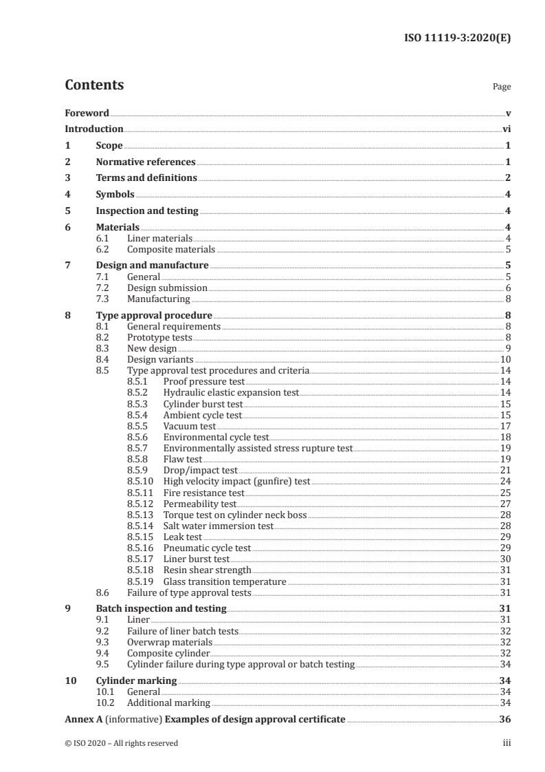 ISO 11119-3:2020 ISO 11119-3:2020 - Gas cylinders — Design, construction and testing of refillable composite gas cylinders and tubes — Part 3: Fully wrapped fibre reinforced composite gas cylinders and tubes up to 450 l with non-load-sharing metallic or non-metallic liners or without liners/23/2020 - Page 3 preview