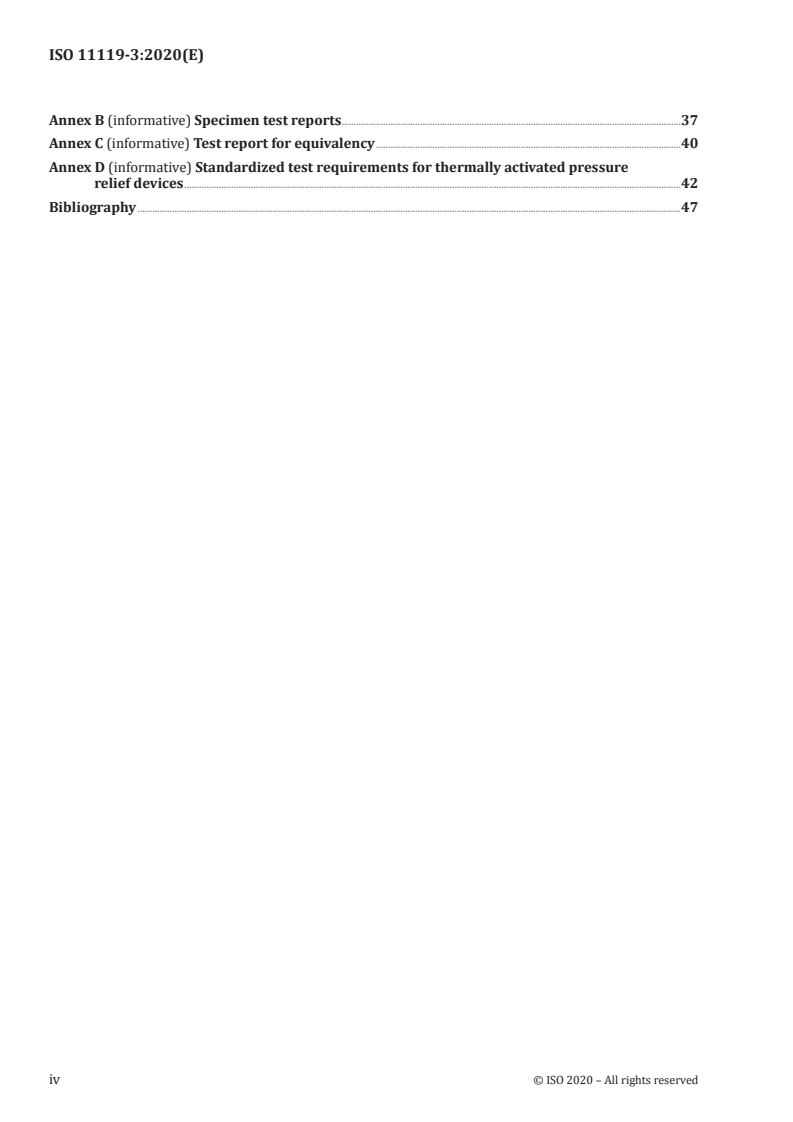 ISO 11119-3:2020 ISO 11119-3:2020 - Gas cylinders — Design, construction and testing of refillable composite gas cylinders and tubes — Part 3: Fully wrapped fibre reinforced composite gas cylinders and tubes up to 450 l with non-load-sharing metallic or non-metallic liners or without liners/23/2020 - Page 4 preview