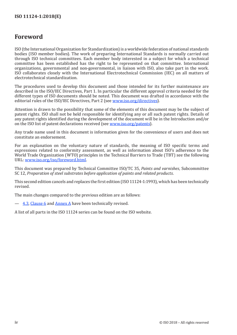ISO 11124-1:2018 ISO 11124-1:2018 - Preparation of steel substrates before application of paints and related products — Specifications for metallic blast-cleaning abrasives — Part 1: General introduction and classification/23/2018 - Page 4 preview