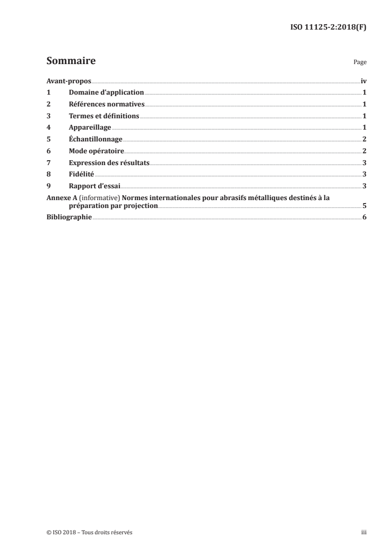 ISO 11125-2:2018 ISO 11125-2:2018 - Préparation des subjectiles d'acier avant application de peintures et de produits assimilés — Méthodes d'essai pour abrasifs métalliques destinés à la préparation par projection — Partie 2: Analyse granulométrique/29/2019 - Page 3 preview