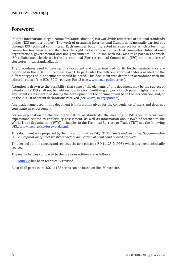 ISO 11125-7:2018 ISO 11125-7:2018 - Preparation of steel substrates before application of paints and related products — Test methods for metallic blast-cleaning abrasives — Part 7: Determination of moisture/25/2018 - Page 4 preview