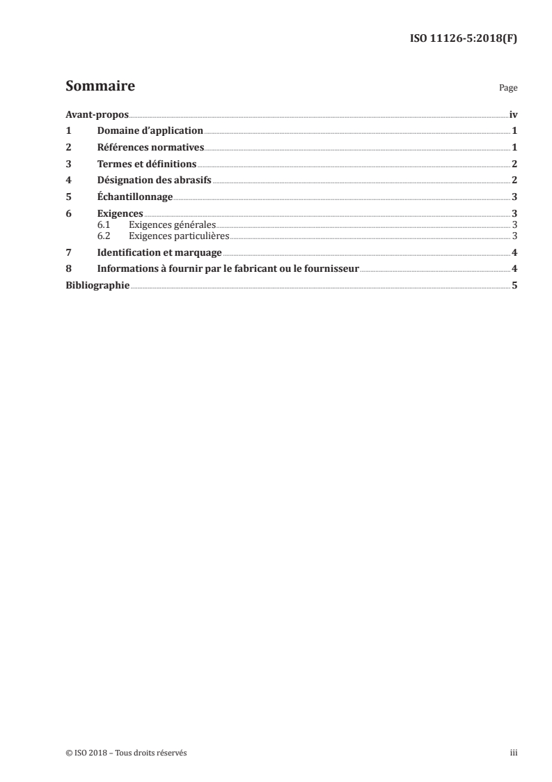 ISO 11126-5:2018 ISO 11126-5:2018 - Préparation des subjectiles d'acier avant application de peintures et de produits assimilés — Spécifications pour abrasifs non métalliques destinés à la préparation par projection — Partie 5: Scories de nickel/7/2018 - Page 3 preview