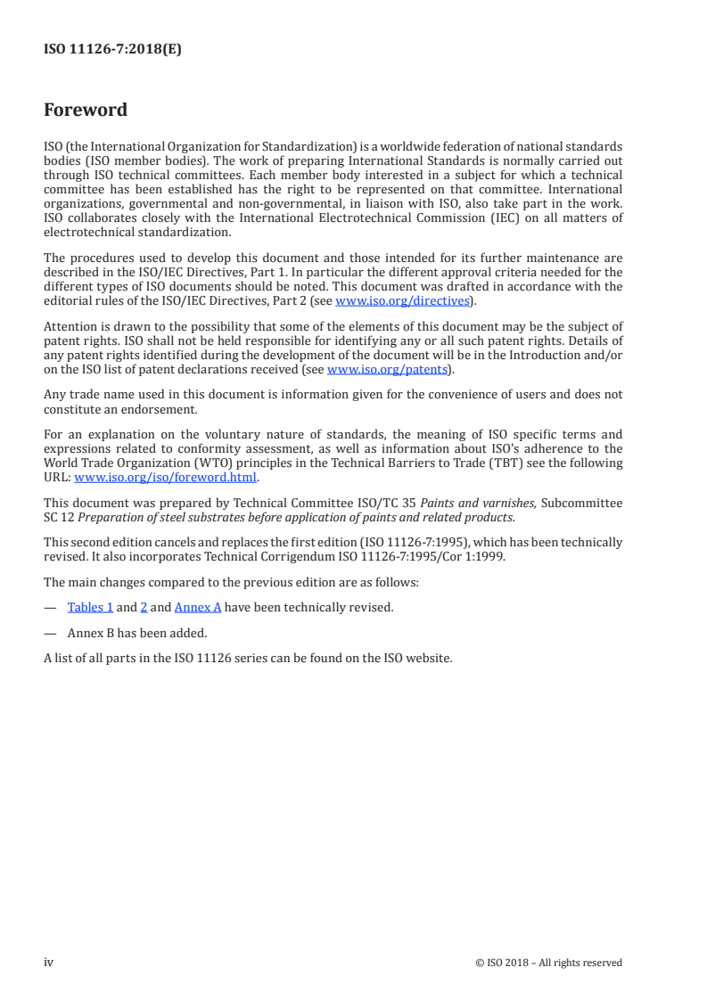 ISO 11126-7:2018 ISO 11126-7:2018 - Preparation of steel substrates before application of paints and related products — Specifications for non-metallic blast-cleaning abrasives — Part 7: Fused aluminium oxide/24/2018 - Page 4 preview