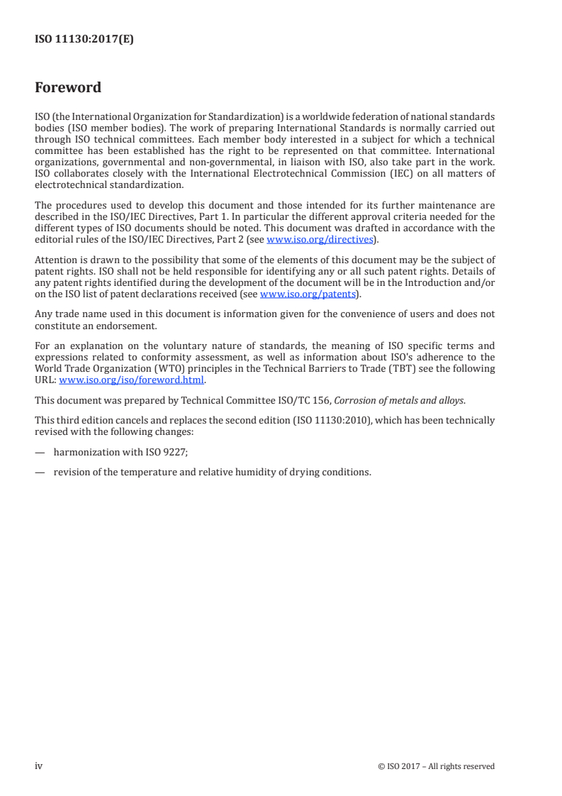 ISO 11130:2017 ISO 11130:2017 - Corrosion of metals and alloys — Alternate immersion test in salt solution/12/2017 - Page 4 preview