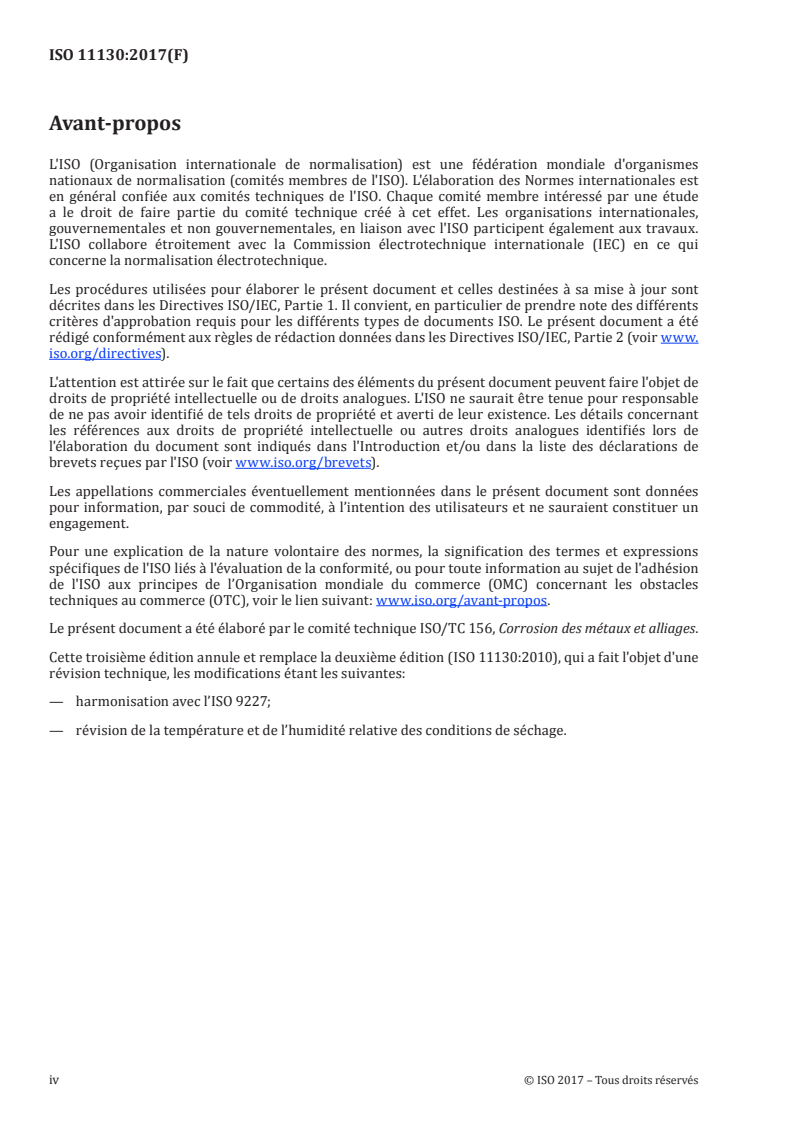 ISO 11130:2017 ISO 11130:2017 - Corrosion des métaux et alliages — Essai en immersions alternées en solution saline/12/2017 - Page 4 preview