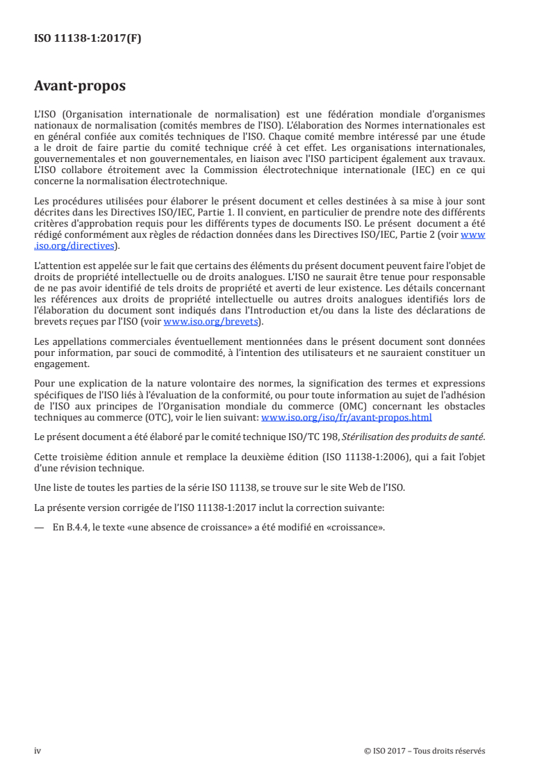 ISO 11138-1:2017 ISO 11138-1:2017 - Stérilisation des produits de santé — Indicateurs biologiques — Partie 1: Exigences générales/9/2018 - Page 4 preview