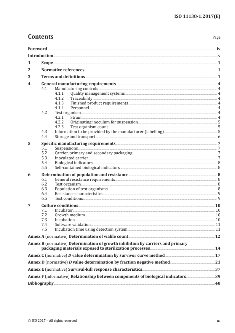 ISO 11138-1:2017 ISO 11138-1:2017 - Sterilization of health care products — Biological indicators — Part 1: General requirements/3/2017 - Page 3 preview