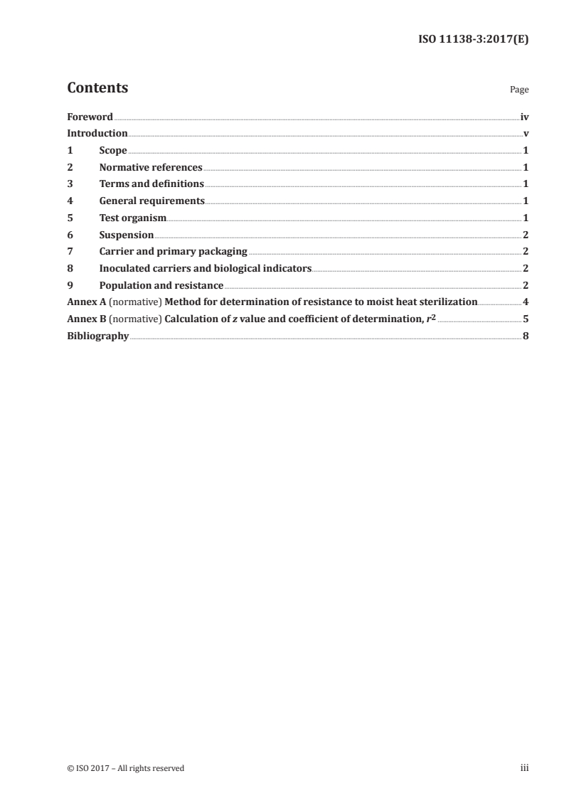 ISO 11138-3:2017 ISO 11138-3:2017 - Sterilization of health care products — Biological indicators — Part 3: Biological indicators for moist heat sterilization processes/3/2017 - Page 3 preview