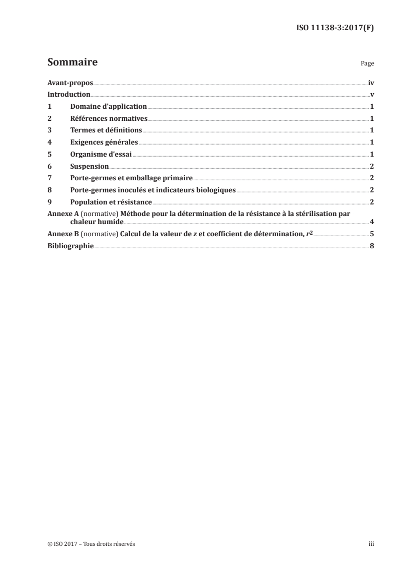ISO 11138-3:2017 ISO 11138-3:2017 - Stérilisation des produits de santé — Indicateurs biologiques — Partie 3: Indicateurs biologiques pour la stérilisation à la chaleur humide/3/2017 - Page 3 preview
