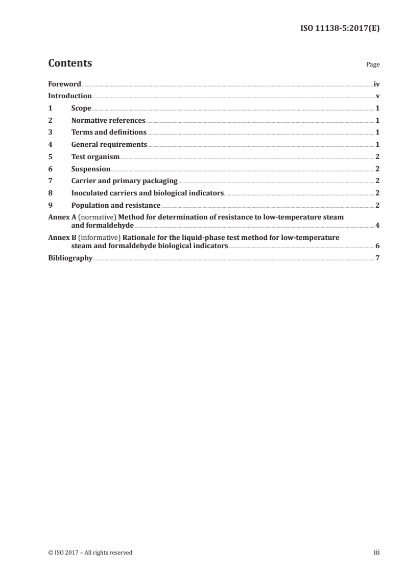 ISO 11138-5:2017 ISO 11138-5:2017 - Sterilization of health care products — Biological indicators — Part 5: Biological indicators for low-temperature steam and formaldehyde sterilization processes/3/2017 - Page 3 preview