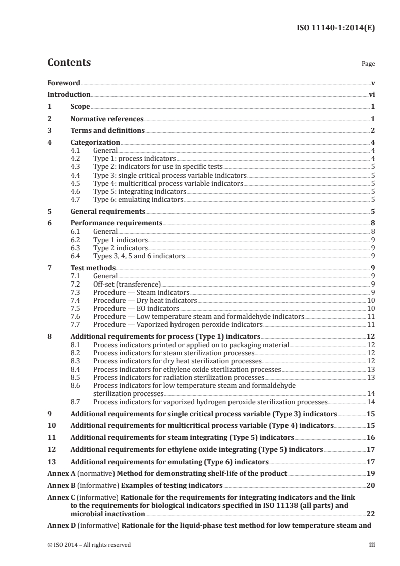 ISO 11140-1:2014 ISO 11140-1:2014 - Sterilization of health care products — Chemical indicators — Part 1: General requirements/31/2014 - Page 3 preview