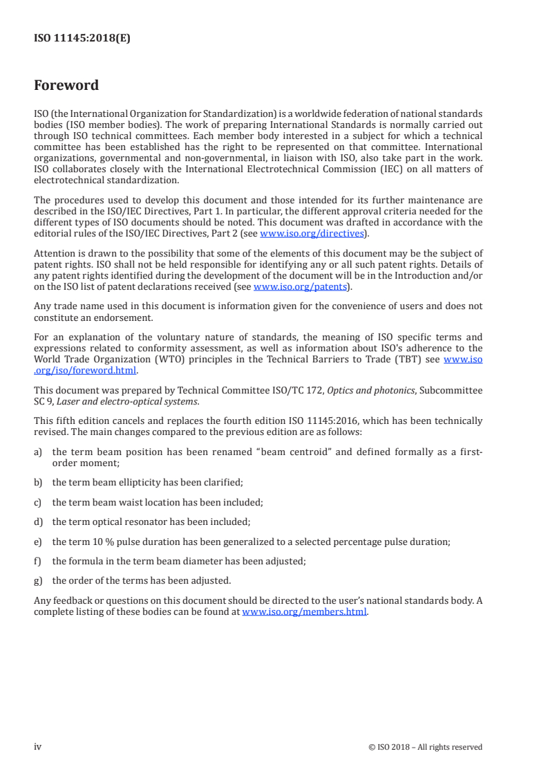 ISO 11145:2018 ISO 11145:2018 - Optics and photonics — Lasers and laser-related equipment — Vocabulary and symbols/2/2018 - Page 4 preview
