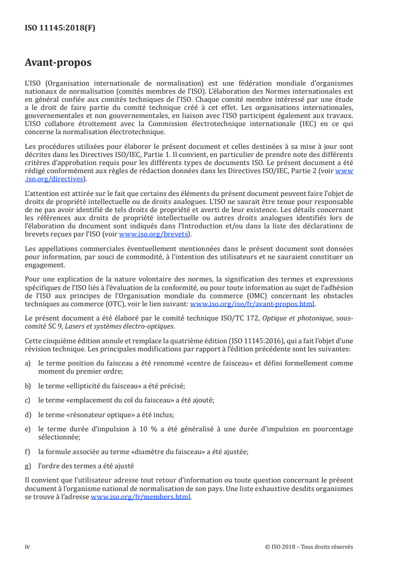ISO 11145:2018 ISO 11145:2018 - Optique et photonique — Lasers et équipements associés aux lasers — Vocabulaire et symboles/2/2018 - Page 4 preview