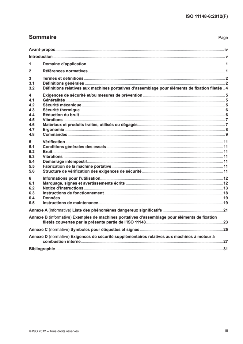 ISO 11148-6:2012 ISO 11148-6:2012 - Machines portatives à moteur non électrique — Exigences de sécurité — Partie 6: Machines d'assemblage pour éléments de fixation filetés/11/2012 - Page 3 preview