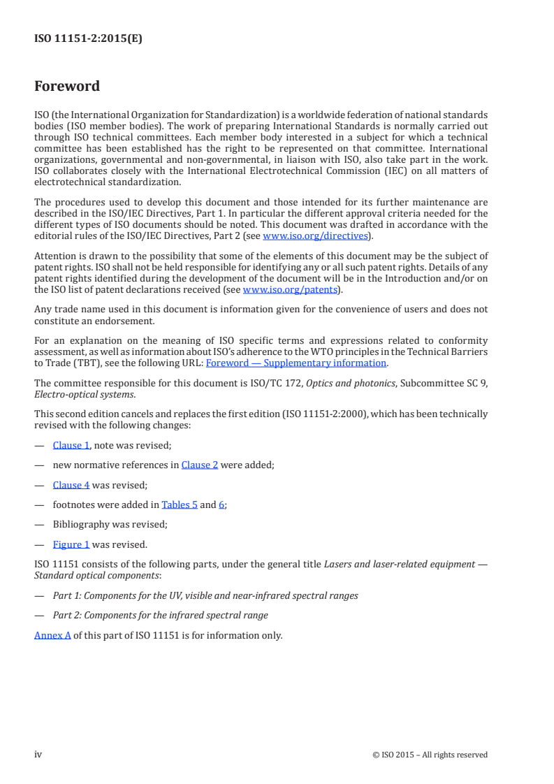 ISO 11151-2:2015 ISO 11151-2:2015 - Lasers and laser-related equipment — Standard optical components — Part 2: Components for the infrared spectral range/18/2015 - Page 4 preview