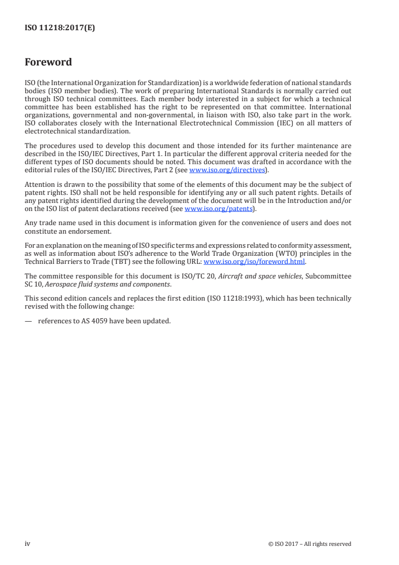 ISO 11218:2017 ISO 11218:2017 - Aerospace — Cleanliness classification for hydraulic fluids/16/2017 - Page 4 preview