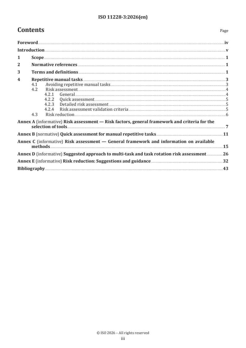 ISO 11228-3:2026 ISO 11228-3:2026 - Ergonomics — Manual handling — Part 3: Repetitive movements and exertions of the upper limbs - Page 3 preview
