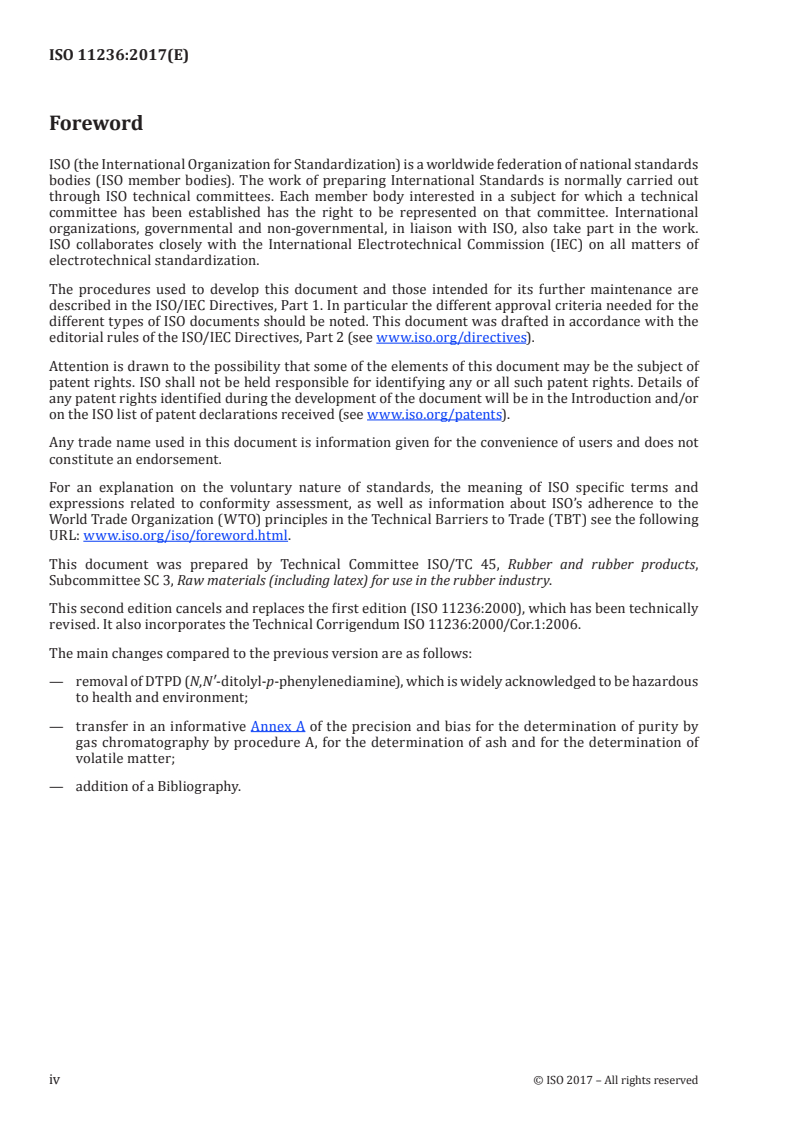 ISO 11236:2017 ISO 11236:2017 - Rubber compounding ingredients — p-Phenylenediamine antidegradants (PPDs) — Test methods/14/2017 - Page 4 preview