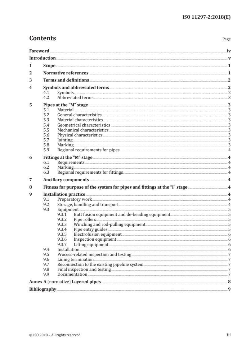 ISO 11297-2:2018 ISO 11297-2:2018 - Plastics piping systems for renovation of underground drainage and sewerage networks under pressure — Part 2: Lining with continuous pipes/24/2018 - Page 3 preview