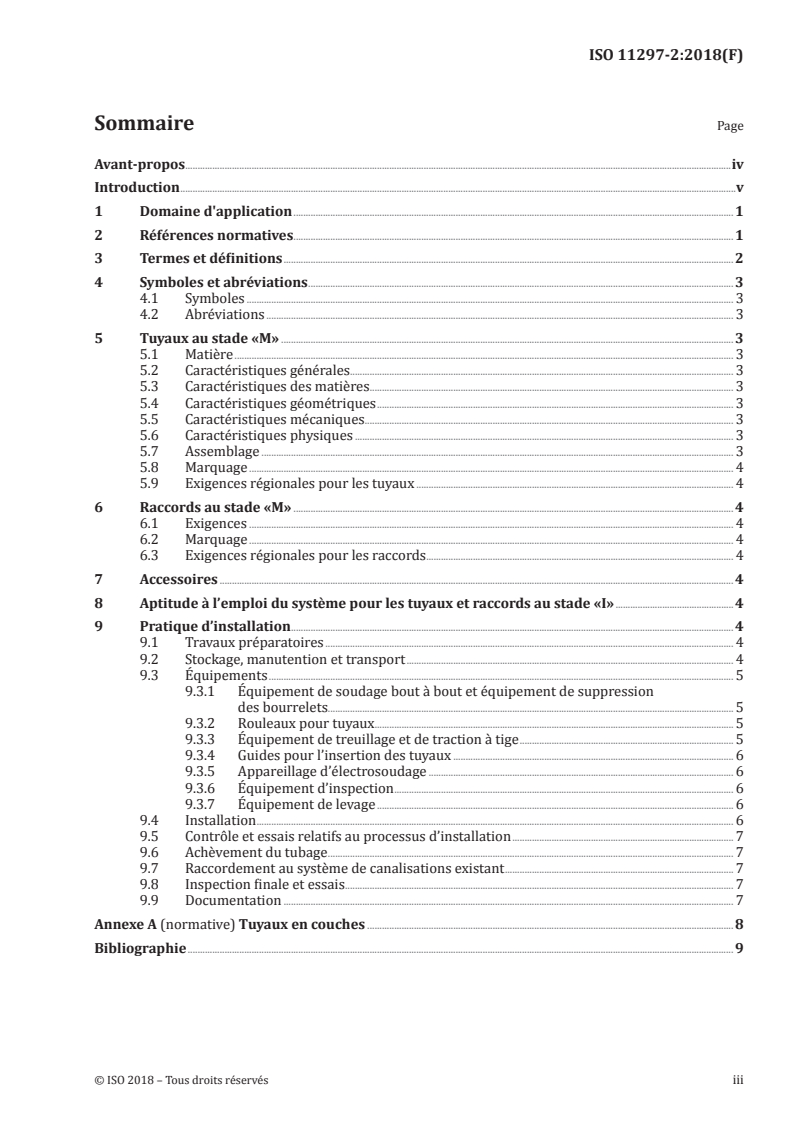 ISO 11297-2:2018 ISO 11297-2:2018 - Systèmes de canalisations en plastique pour la rénovation des réseaux de branchements et de collecteurs d'assainissement enterrés sous pression — Partie 2: Tubage par tuyau continu avec espace annulaire/24/2018 - Page 3 preview
