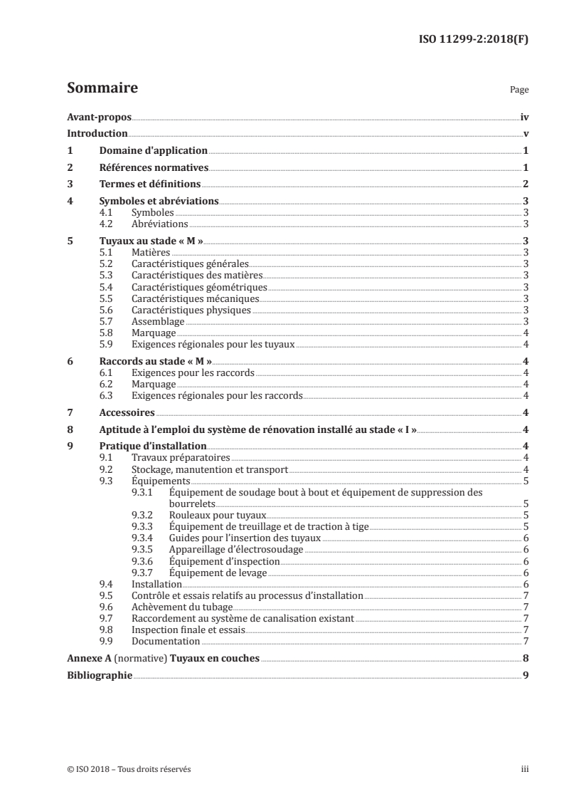 ISO 11299-2:2018 ISO 11299-2:2018 - Systèmes de canalisations en plastique pour la rénovation des réseaux enterrés de distribution de gaz — Partie 2: Tubage par tuyau continu avec espace annulaire/26/2018 - Page 3 preview