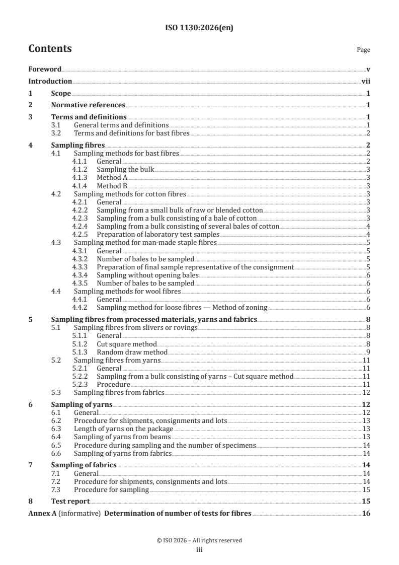 ISO 1130:2026 ISO 1130:2026 - Textiles — Sampling methods for fibres, yarns and fabrics for testing
Released:30. 01. 2026 - Page 3 preview